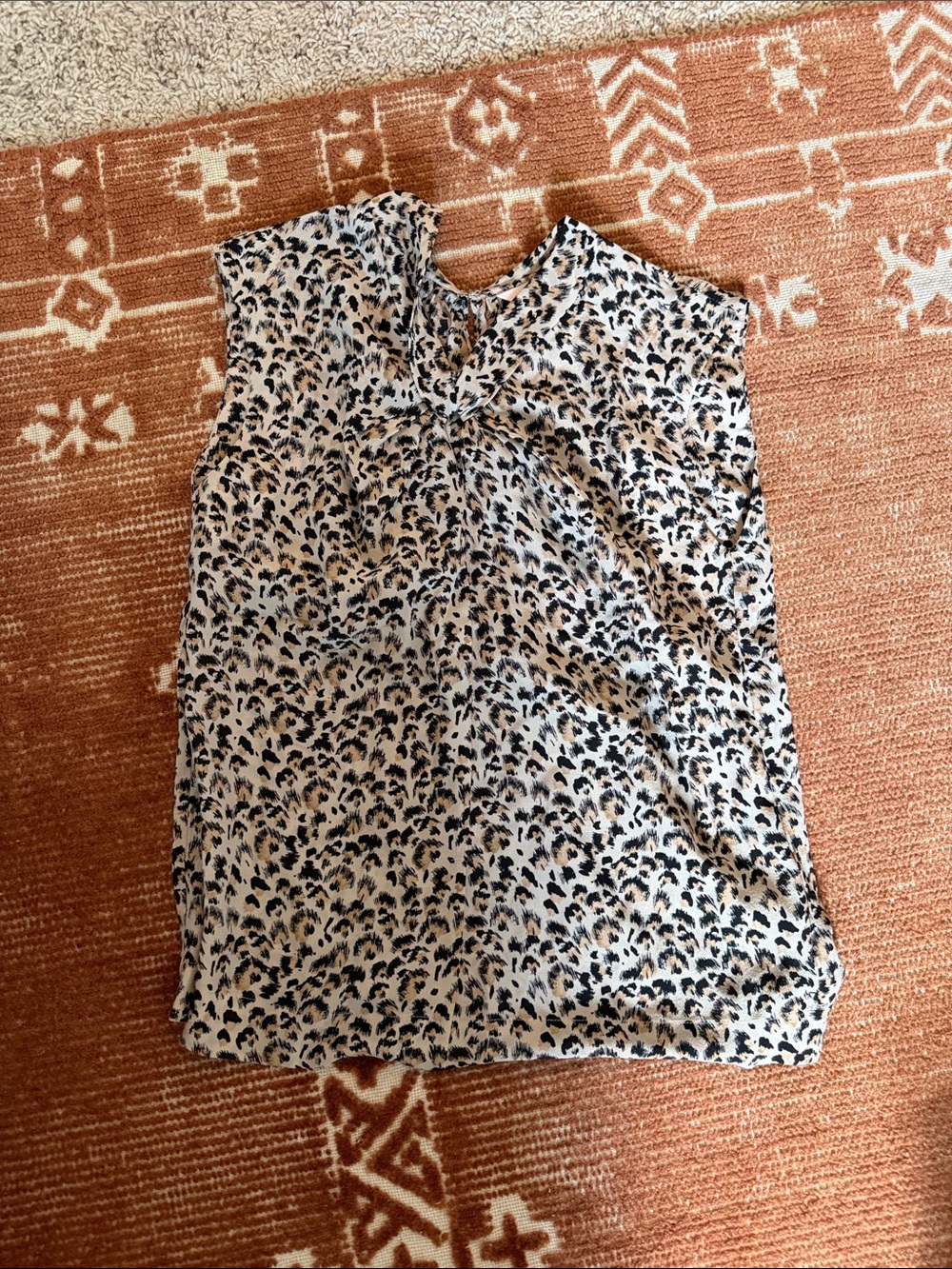 Rebecca Taylor Sleeveless Cheetah Animal Print Blouse in Cream and Black